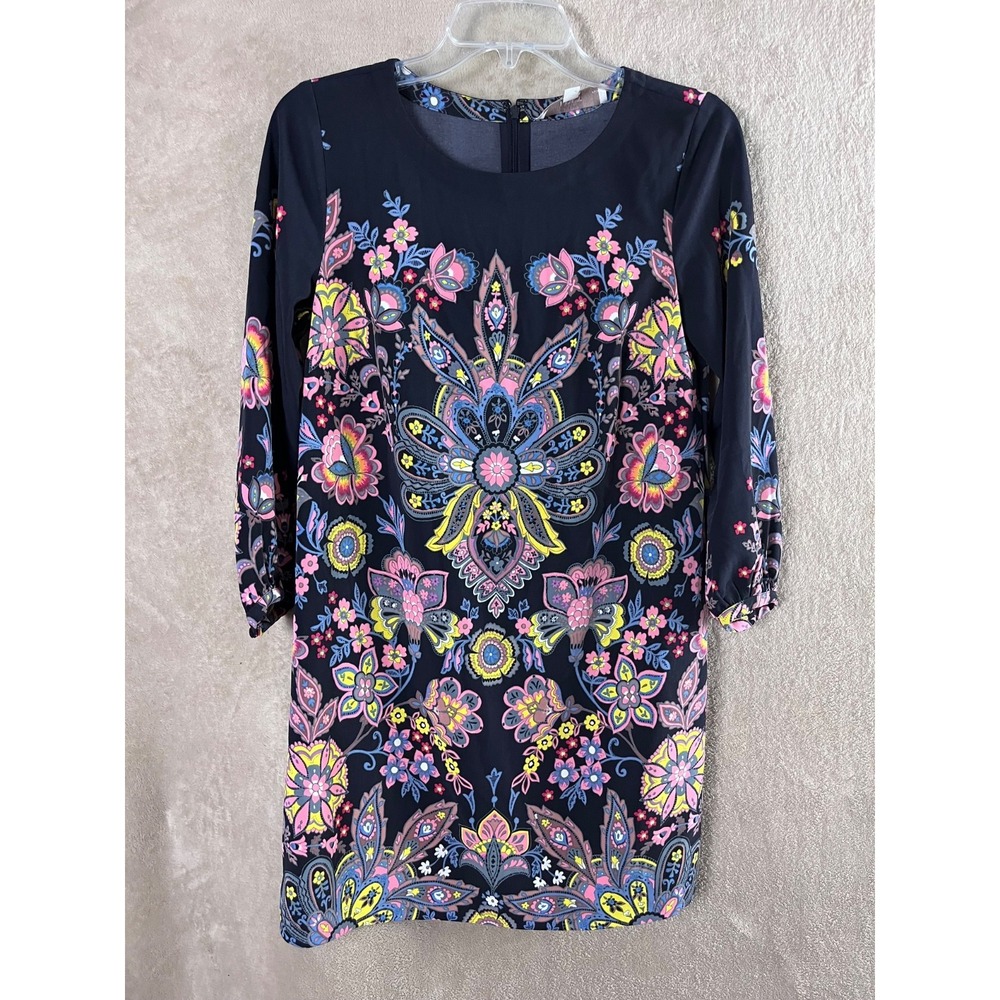 Ann Taylor Loft Shift Mini Dress Bold Medallion Paisley Floral XS Petite